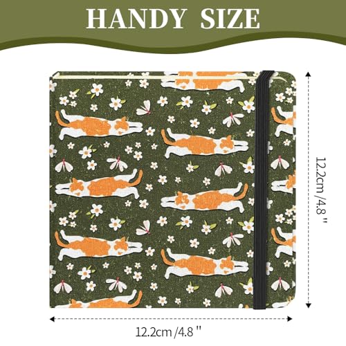 Square 4.8x4.8 inches 80gsm 96sheets/192 Pages Notebooks Blank Sketchbooks Travel Journal Pocket Hardcover Paint Writing Diary Memo Planner Cloth Cover. Lying Cat - color: Cloth Cover-4.8x4.8in-Lying Cat