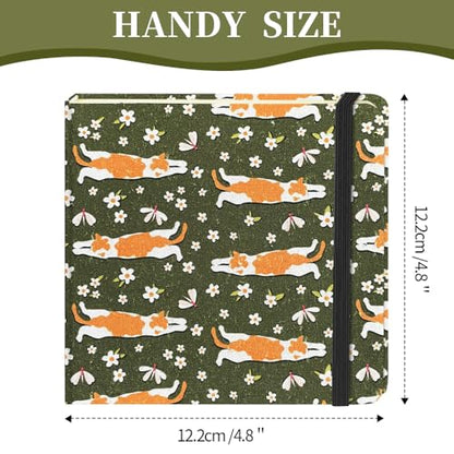 Square 4.8x4.8 inches 80gsm 96sheets/192 Pages Notebooks Blank Sketchbooks Travel Journal Pocket Hardcover Paint Writing Diary Memo Planner Cloth Cover. Lying Cat - color: Cloth Cover-4.8x4.8in-Lying Cat