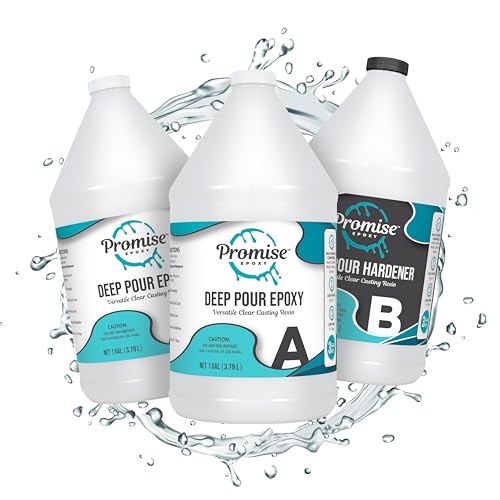 Promise Epoxy Deep Pour Epoxy Resin Kit 3 Gallon - Food Safe, Clear Casting, Ideal for River Tables, Castings & DIY Projects - Low Odor, High-Gloss Finish, Up to 4" Pouring Depth - size: 3 Gallon