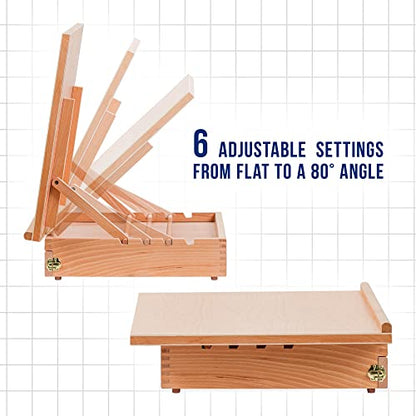U.S. Art Supply Large 20-1/2" x 16" Wooden Drawing Board, Adjustable Table Top Easel for Painting and Drawing - Drafting Board with 5 Angles, T-Square, Pencil Ledge, Locking Storage Drawer