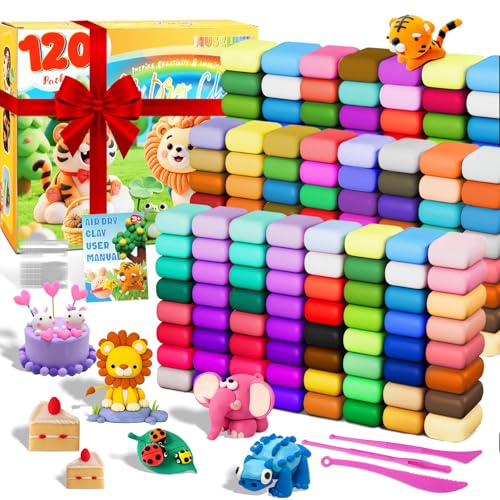 MuseLuxe Air Dry Clay - 120 Pack Modeling Clay Kit with 3 Sculpting Tools,Safe & Non-Toxic,DIY Magic Toys Gifts for Boys,Girls,Kids - 48 Colors - color: 120 Colors