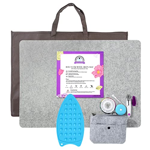 Rdutuok 24x17 Inches Wool Pressing Mat for Quilting Ironing Pad Easy Press Wooly Felted Iron Board for Retains Heat, Great for Quilting & Sewing Projects - size: 17" x 24"
