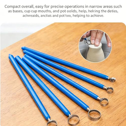 6 PCS Clay Pottery Sculpting Tools Set, Pottery Trimming Tools, Tungsten Steel Body, Soft-Grip Handle, Size: 7.5/9.5/11.5/13.5/15.5/17.5mm, for Ceramic, Carving Modeling