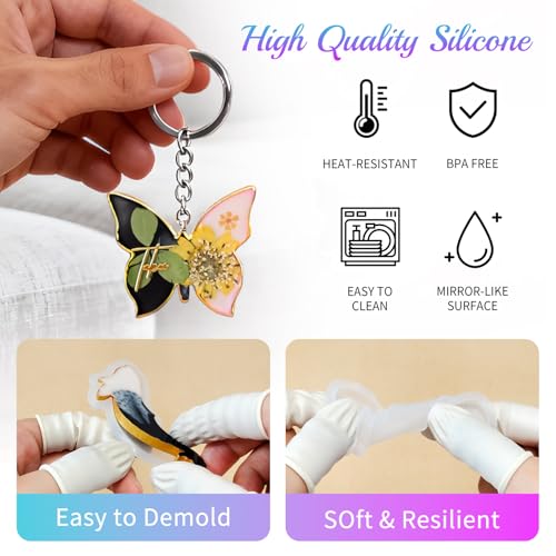 228pcs Resin Keychain Molds, UV Resin Molds for Beginner, Animal Leaf Shape Silicone Molds for Keychain Jewelry Pendant Making - color: 228pcs Animal Keychain Molds