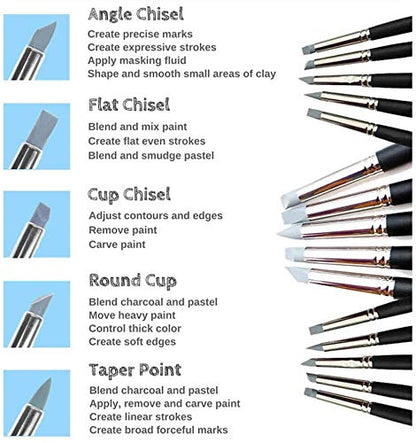 5-PACK Silicone Brush Pens,Paint Brush Set,Clay Sculpting Tools for Shaping Modeling Smoothing Pottery Decorating Pastel Blending Masking Fluid Nail Art Work