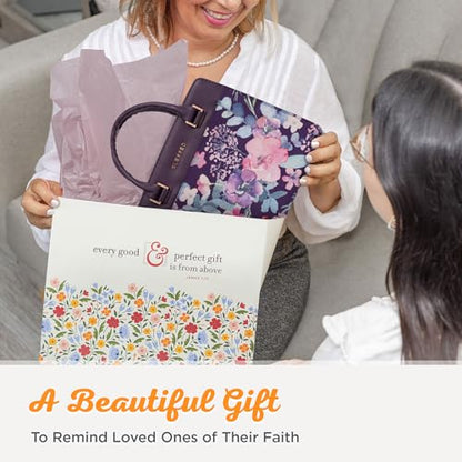 Christian Art Gifts Women's Fashion Bible Cover Purse Style Blessed, Purple Floral Faux Leather, Medium - size: Medium