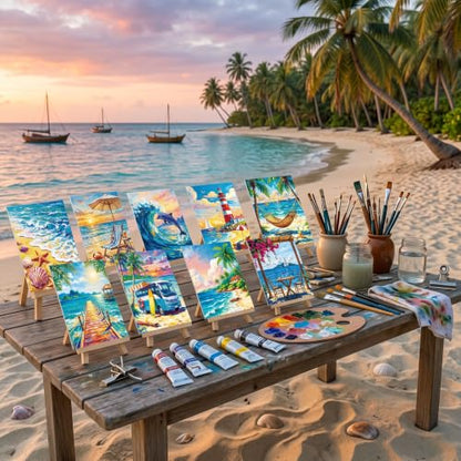 Sherr 12 Pcs Pre Drawn Canvas Pre Printed Canvas for Adults Sip and Paint Party Canvases Painting Kit for Summer Easter Mother's Day Party Favor (Coastal Scenery,8 x 10 Inch) - size: 8 x 10 Inch, style: Coastal Scenery