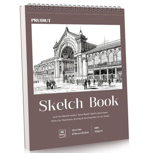 Sketch Book 11×14 inch, Spiral Bound Sketch Pad 50 Sheets (68lb/100gsm), Acid-Free Sketchbook for Drawing Painting Sketching, Art Paper Drawing Supplies for Teens Adults Artists Ideal Gifts - color: Reddish brown, size: 11 x 14inch(1 Pack)