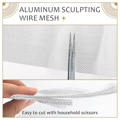 UNIFAMILY 2 Rolls Sculpting Wire Mesh,6.5FT x 16IN Aluminum Wire Mesh for Arts and Craft, Aluminum Armature Wires for Sculpting, Armature Mesh for Clay, Sculpting Craft Mesh for DIY Projects - size: 6.5FT-2 roll