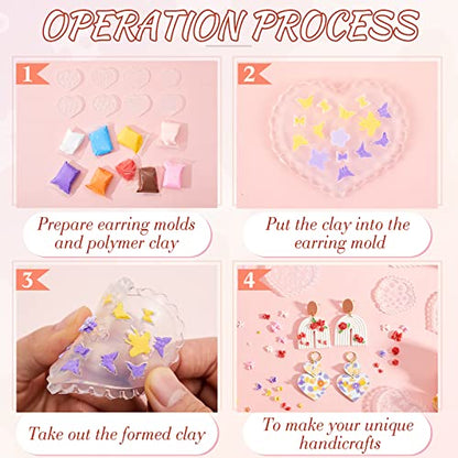 Zeyune 8 Pcs Polymer Clay Molds, Silicone Mini Flower Bows Alphabet Cutters for Earring Jewelry Making, Small Rose Daisy Leaf Letter Clay Mold Kit(Vivid) - style: Vivid