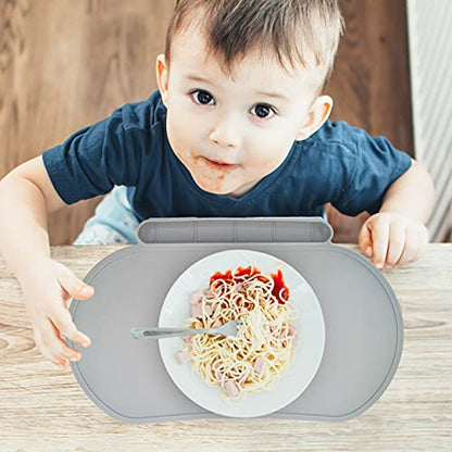 Silicone Children's Place Mat - Baby Mumbo | Food-Grade Quality with Unique Raised Edges for Spill Prevention | Lightweight, Portable, and Spill-Proof Tray (Precious Purple) - color: Precious Purple