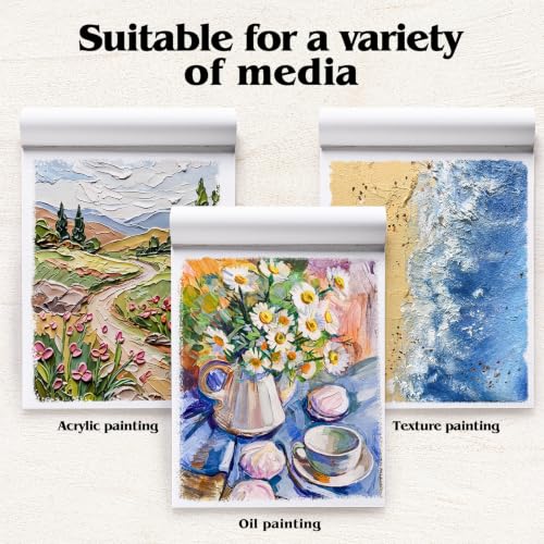 12 Sheets Canvas Paper Pad 12”x16”, 350 GSM Canvas Sheets Glue Bound Canvas Sketchbook for Adults and Students - Acrylic Painting, Oil Painting - size: 12”x16”
