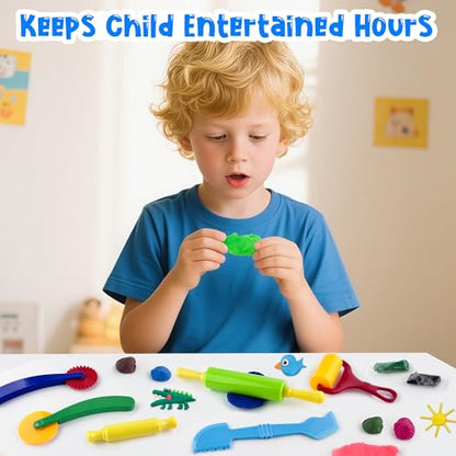 Clay and Dough Tools 6 Pieces Basic Dough Tool Set for Kids, Variety of Rolling Pins, Rollers, Cutters - color: TTY