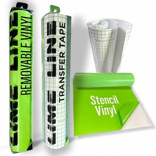 LiME LiNE Transfer Tape, Clear with Alignment Grid, No Residue - for Transfering Stencils and Decals (Vinyl Combo Pack) - color: Vinyl Combo Pack