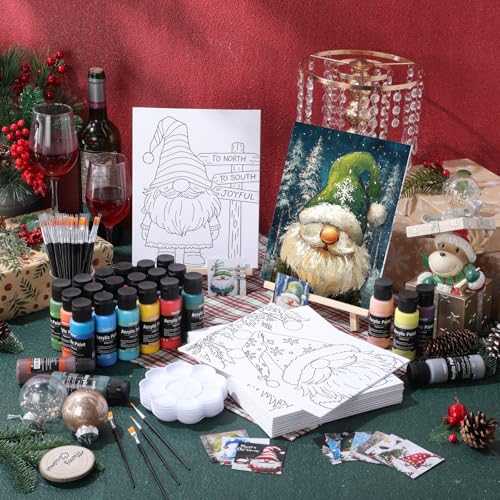 Sherr 12 Pcs Pre Drawn Canvas Pre Printed Canvas for Adults Sip and Paint Party Canvases Painting Kit for Summer Easter Mother's Day Party Favor(Xmas Gnome,8 x 10 Inch) - size: 8 x 10 Inch, style: Xmas Gnome