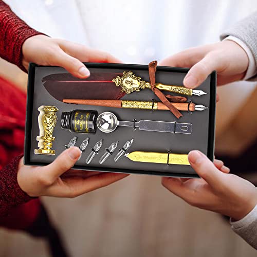 Calligraphy Set For Beginners, Calligraphy Pens for beginners, Calligraphy Pen Set, Calligraphy Kit for Beginners, feather pen, quill pen, quill and ink set, Wooden Feather Pen with Wax Stamp Set