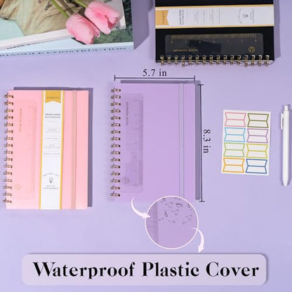 Yoment Graph Paper Spiral Notebook A5 Graphing Notebook 160 Pages Graph Paper Notebook Spiral Bound Waterproof Plastic Hardcover Spiral Journal 5x7 Grid Notebooks for Note Taking,Purple - color: Purple, style: A - Graph - A5