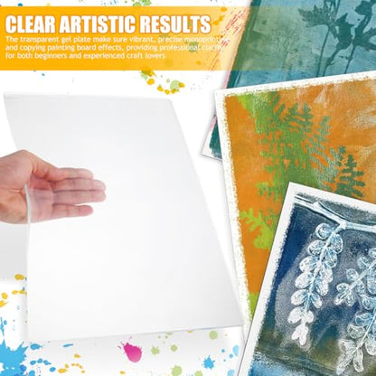 A3 Transparent Gel Plate for Printmaking Reusable Non-Stick Gel Printing Plate for Monoprinting Card Making Scrapbooking and Mixed Media