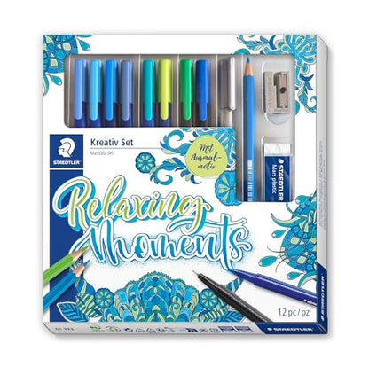STAEDTLER Hand Lettering Set meTime 12-Piece - Hand Lettering Pens with Fineliner, Textsurfer, Metallic Pen, Calligraphy Set for Brush Lettering and Faux Calligraphy