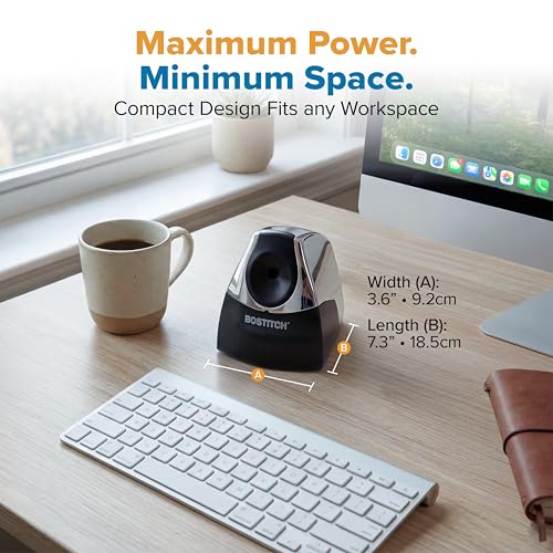 Bostitch Office Electric Pencil Sharpener for Classroom & Desk Use, Heavy-Duty Stall-Free Motor, High-Capacity Shavings Tray, Chrome - color: Chrome