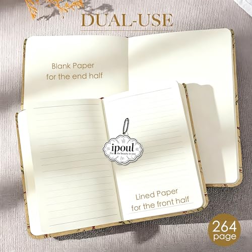 Floral Linen Journal, Similar Embroidered, Small Notebooks 5x7, Lay Flat Sketchbook, B6 Notebook, Hardcover, Lined & Unlined Notebook, Apricot - color: B6-Floral Apricot