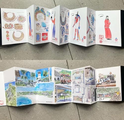 Hoidaai Watercolour Hardback Concertina - Accordion-fold Design - Travel Protable Journal Watercolor Book - Sketchbook - 300 GSM - 15 x 100 cm - One Book - Cold Press
