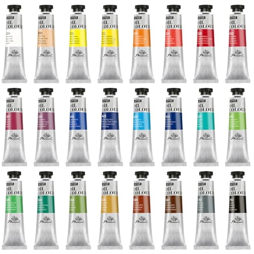 PHOENIX Artist Oil Paint Set - 24 Color x 1.35 Oz. / 40ml Tubes Professional Quality Oil Based Paint for Canvas Painting - color: 24 Colors