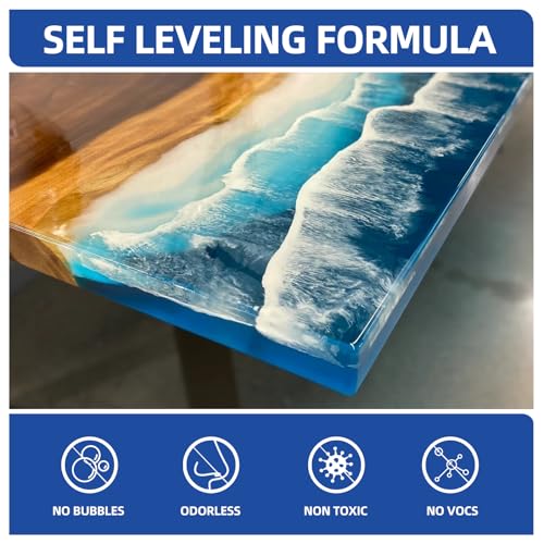 2 Gallon Crystal Clear Epoxy Resin Kit - Not-Yellowing No-Bubble, Self Leveling Easy Pour - 1:1 Ratio High Gloss Casting & Coating Resin for Art Crafts, Jewelry Making, Wood & Molds