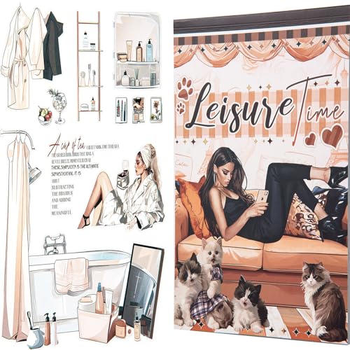 YagCu Scrapbooking Sticker Book, Scrapbook Stickers, Junk Journal Supplies, Pre-Cut Aesthetic Journaling for Women, Adults People Decorative Ephemera Bullet Planner DIY Arts - color: Leisure Time