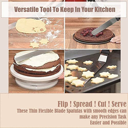 Wooden Handle Chef's Baking Spatula,Pastry Icing Spreader Knife,Stainless Steel,Grilling, Baking Cooking Kitchen Utensil, 12 Inch Blade