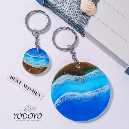 YODOYO 31-Cavity Silicone Resin Mold Set, Flat Circle, Square and Oval Keychain Molds, Round Earring with Hole and Jewelry Casting Molds for Epoxy Resin, DIY Pendant, Necklace, Pet Tag Mould