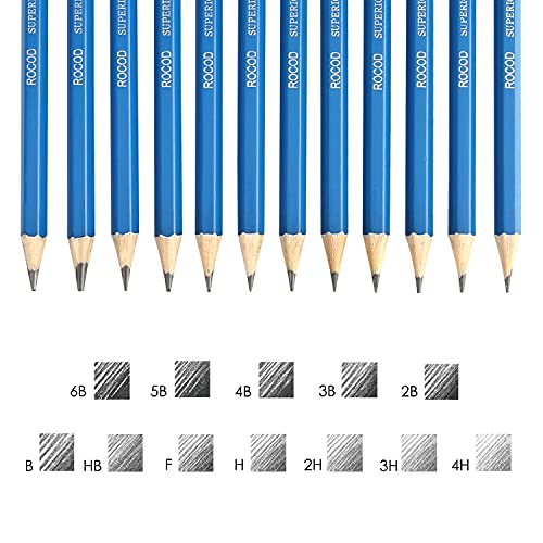 Profession Sketch Pencils 6B to 4H for Kids and Adults Drawing, Art Graphite Pencil for Artists Beginner Sketching - size: 16 Piece Set