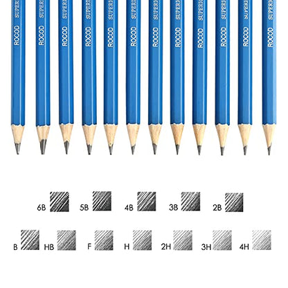 Profession Sketch Pencils 6B to 4H for Kids and Adults Drawing, Art Graphite Pencil for Artists Beginner Sketching - size: 16 Piece Set