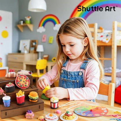 Shuttle Art Air Dry Clay for Kids - Food Store, 21 PCS Modeling Clay Kit with Sculpting Tools and Tutorials, Safe & Non-Sticky, Craft Gifts for Boys & Girls - style: Food Store