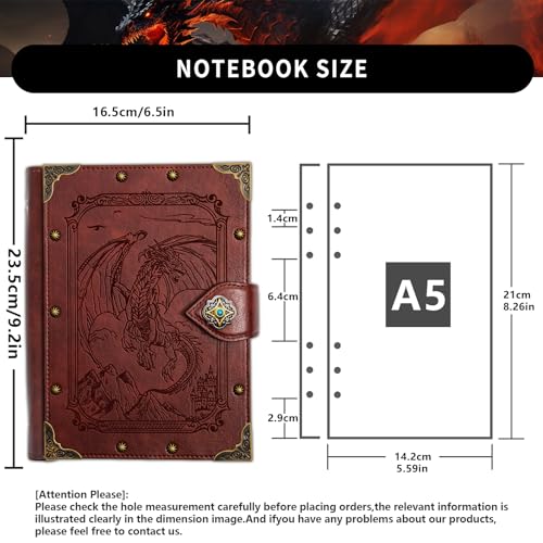 DUROTAN DND Dragon Journal Notebook,Unique A5 Binder 400 Page | For Dungeons and Dragons Gift D&D Accessories Sketchbooks Daily Diary - color: 4-Red-FlyingDragon