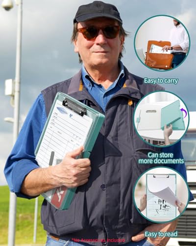 Clearview Clipboard with 2 Storage, Dry Erase 8.5x11 Heavy Duty ClipBoards - High Capacity Coaches Clip Board with Pen Holder - Side Opening Plastic Nursing Clip Case (Turquoise) - color: Turquoise