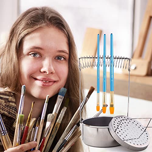 Pssopp Paint Brush Washer Stainless Steel Paint Brush Cleaner Paint Brush Bucket with Wash Filter Screen Holder Spring Paint Brush