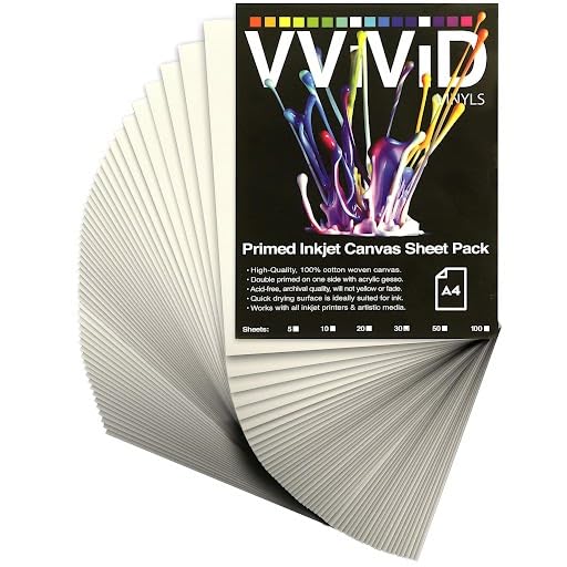 VViViD Inkjet Canvas 100% Real Printable Cotton LTR 8.5 X 11 125lbs. 340gsm 17mil (50 sheets) - size: 50 sheets