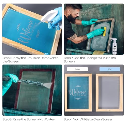 Caydo 51PCS All-in-One Screen Printing Kit with 50W LED UV Screen Printing Light, 4 Colors Screen Printing Ink, Photo Emulsion, Screen Printing Frames