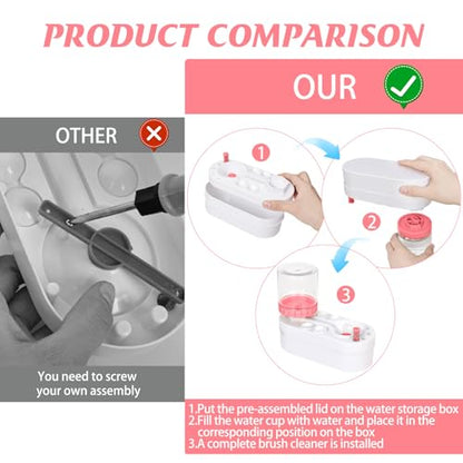 Painting Station, Paint Brush Cleaner (Pre-Assembled) and Silicone Painting Mat 20"X16" Silicone Art Mat with 10 Paint Brushes for Artist Kids Adults Birthday Gifts (Pink) - color: Pink