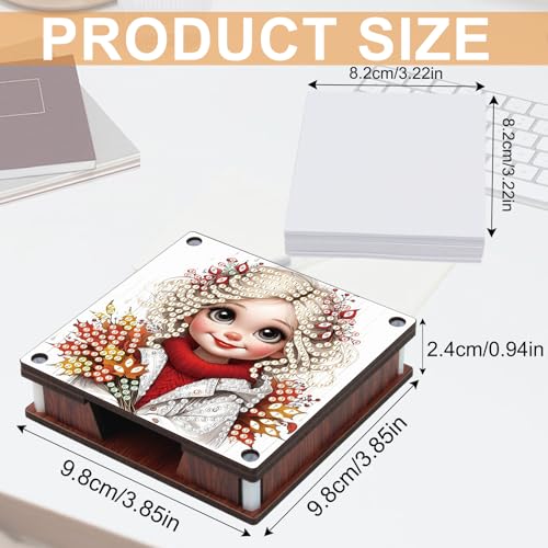 JISHSHAY 2 PCS Diamond Art Note Box Fairy Diamond Painting Note Pad Holder Elf Gem Painting Fairy Gem Art Memo Boxes Mosaic Kits for Adults Embroidery Kit Memo Pad Holder, Contains 120 Sheets of Paper - color: Elf 2