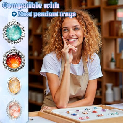 Bundle Set of UV Light Purple and Cabochon Gems Resin Molds, 36 Cavities Thicker&Shiny UV Resin Molds Jewelry with 16 pcs Pendant Trays, Epoxy Molds forPendant,Earrings