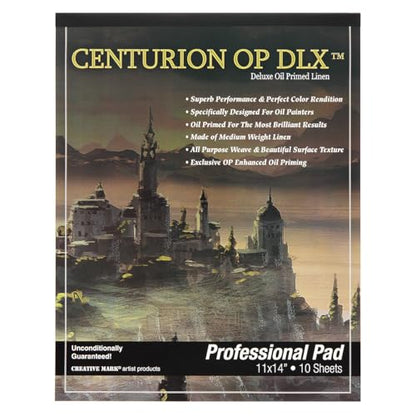 Centurion Deluxe Oil Primed Linen Pad 11"x14" - 6 Pack 10 Sheets Per Pad - 60 Pages Total - 11 oz. No Bleed Pages, Lightweight, Easy to Travel Canvas Pad for Plein Air Painting