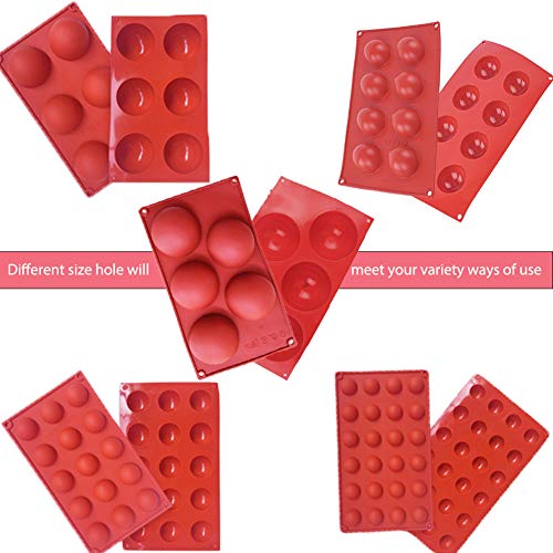 Semicircle Silicone Mold,Shxmlf Half Sphere Chocolate, Candy Gummy Dome Molds Teacake Bakeware Set for Cake Decoration Mousse Jelly Bombe Cupcake Baking Mould (5PACK) - size: 5PACK