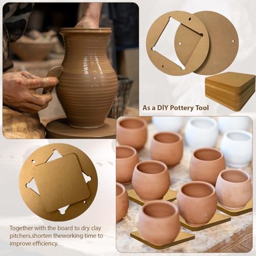 Gkesgm 2 Pcs 12" Round Pottery Wheel Bats and 8 Pcs 7" Square Inner Bats with 1Pc Batmate for Potters and Clay Artists,Ceramic Bat System for Clay Making and Sculpting