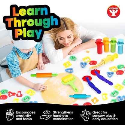 Hygloss 49 Pcs Dough Tools Set – Dough Cutters + Numbers & Alphabet Cutters Set – Educational Modeling Clay Tools – Preschool Toys & Toddler Activities – Arts & Crafts for Kids Ages 3-5 - color: Cutter Tools + ABCs Numbers (49 pcs.)