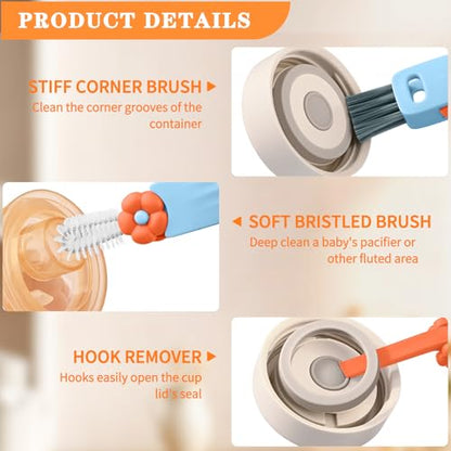 Vanjua 3 in 1 Cup Lid Gap Cleaning Brush Set, Multifunctional Bottle Cleaning Brush, Cup Lid Gap Cleaner, Home Kitchen Crevice Brush Tools (3 Pack)