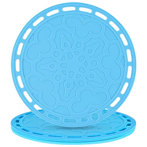 Blue Silicone Trivets Mats Big Round Silicone Pot Holder Hot Pads and Trivets for Hot Dishes and Hot Pots, Hot Mats for Countertops, Tables, Spoon Rest Small Place Mats Set 3 - color: O: Blue