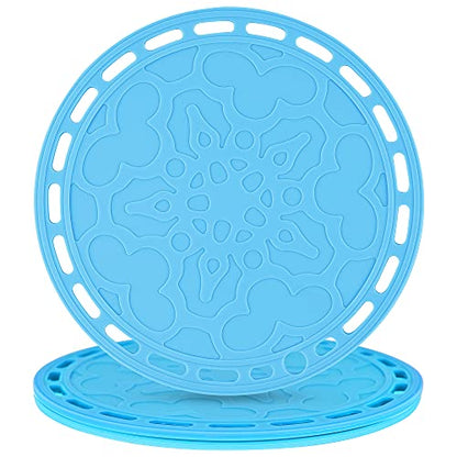 Blue Silicone Trivets Mats Big Round Silicone Pot Holder Hot Pads and Trivets for Hot Dishes and Hot Pots, Hot Mats for Countertops, Tables, Spoon Rest Small Place Mats Set 3 - color: O: Blue