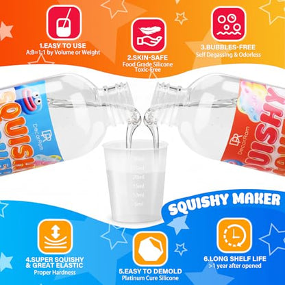 Liquid Silicone for Taba Squishy Kit, 18oz 1:1 AB Ratio Super Soft for Squishy Maker, Squishy Making Rubber for Cat Paw & Hamster Molding with Flocking Powder, Pom Poms Decompression Craft Adult Hobby - size: 18oz